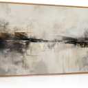 HOURIA Large Abstract Neutral Beige & Black Framed Canvas Wall Art Set,Modern Minimalist Brown Wall Decor,Textured Gray Tan Illustrations Artwork for Living Room, Bedroom, Farmhouse- 40"x20"x1
