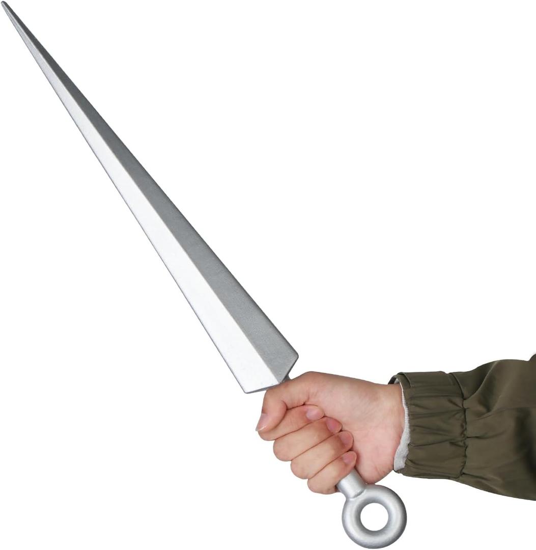 Knight Needle Sword Costume Prop Ring Handle Accessory for Halloween Hornets Cosplay Party (Silver)