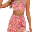 Blooming Jelly Women's High Waisted Bikini Sets Tummy Control Bathing Suit Two Piece Swim Suit 2026 Retro Swimsuit(Red Floral,Medium)