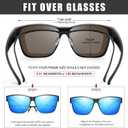 Polarized Sunglasses Fit Over Glasses for Women Men, Oversized Square Sun Glasses UV400 Protection