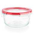Pyrex Freshlock 4 Cup Round Food Storage Container: Glass Container with Lid, Oven & Microwave Safe, Clear/Red And Lunch Containers 3 Section