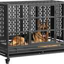 48 Inch Heavy Duty Dog Crate with Wheels, Metal Big Dog Cage for Large and Medium Dogs, Extra Large XL XXL Indestructible Dog Crate with Removable Tray.