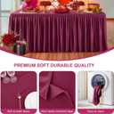 2 Packs Burgundy Polyester Table Clothes for 8 Foot Rectangle Tables, Wrinkle Free Fitted Table Cover 8ft Stretch Tablecloths with Skirt for Parties Weddings Birthday Banquet Baby Shower