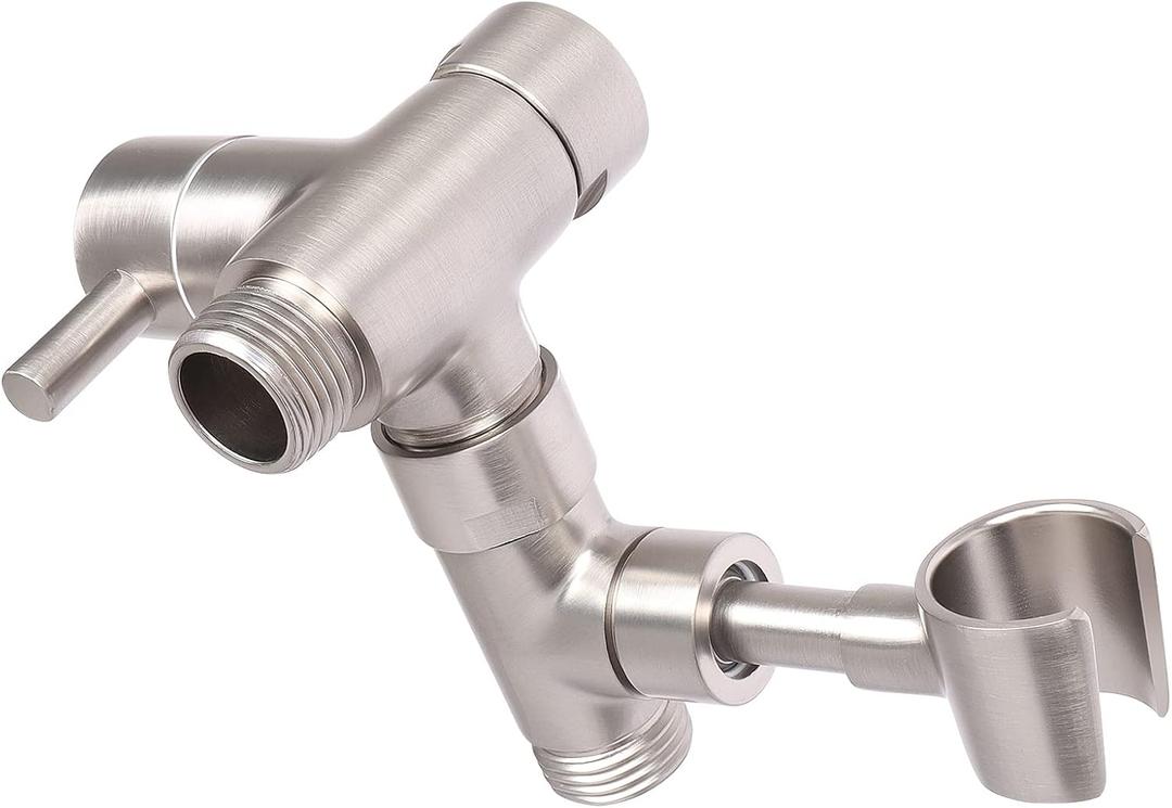 NearMoon All Metal Shower Arm Diverter with Handheld Mount, G1/2 3-Way Valve Bathroom Universal System Replacement Part for Hand and Fixed Shower Head (Brushed Nickel)