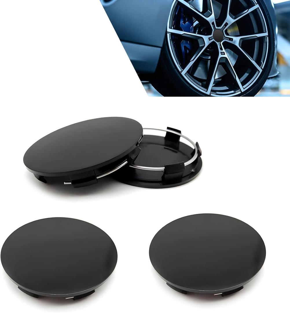 4 PCS Car Wheel Center Caps, 60MM/2.36In OD 56MM/2.2In ID, ABS Snap-in Vehicle Rim Hub Caps, Anti-Falling Rust-Proof Wheel Hub Decoration, Universal for SUV, Sedan, Truck(Black)