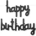 HOUSE OF PARTY Happy Birthday Balloon - 18 inch | Black Mylar Cursive Foil Birthday Balloons Banner, Black Party Decorations for Men, Women