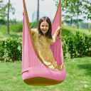 CO-Z Upgraded Kids Hanging Pod Swing Chair with Inflatable Cushion, Child Hanging Hammock for Indoor and Outdoor, Sensory Pod Swing for Kids (Two Straps, Green) (Larger for 2 kids/1 adult)