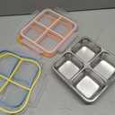 4 Pack Stainless Steel Snack Containers with Lids, 4-Compartment Leakproof Bento Snack Boxes, Reusable Dishwasher Safe Food Storage Containers for Adults, Office, Travel & Meal Prep (4pack-a)