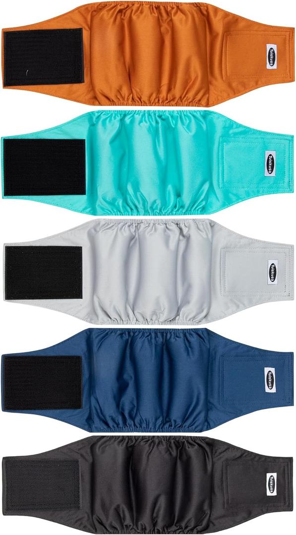 Tuiskusa Male Dog Diapers, High Absorbing Dog Belly Bands for Male Dogs, Washable Reusable Dog Male Wraps(5 Pack), XL