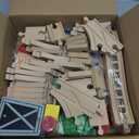 TOY Life Train Set 81pcs with Crane & Locomotive Train Toy, Wooden Train Tracks Toys for Toddlers Boys Girls 3 4 5, Wood Toys Gift Toddler Train for Kids 4-8 - Fits Thomas Brio Chuggington