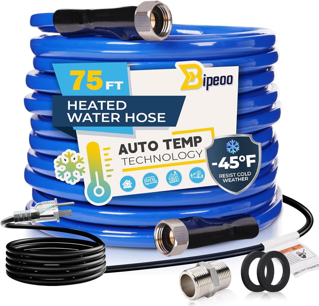 75FT Heated Water Hose for Rv,Heated Water Hose Antifreeze to -45F,Great Rv Accessories for Campers,Livestock,Agriculture,Lead and BPA Free (Blue)