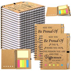 Yeaqee 100 Pcs Inspirational Gifts Set Include 50 Spiral Notebooks 50 Pens May You Be Proud of The Work You Do Motivational Thanks Gifts for Coworker Teachers Back to School(Proud)