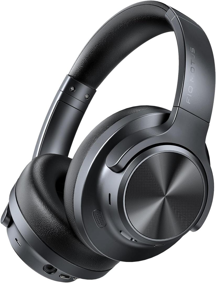 Hybrid Active Noise Cancelling Headphones, 130H Playtime, Wireless Over Ear Bluetooth Headphones, Hi-Res Sound, Deep Bass, Comfort Fit Ear Cups for Travel Home Office, Custom EQ via App, Black