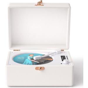 Portable CD Player with Bluetooth for Home CD Player with Built-in Speakers,Compact Desktop Design,USB,AUX,Headphone Jack,Vintage CD Player for Music Lovers,No Remote Control-Premium White02