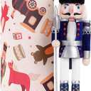 COMBIUBIU 11.8 inch Christmas Decorations Nutcracker Ornaments,Wooden Nutcracker Figures,Festive Collectible Nutcracker Gift forTable Desktop Fireplace Thanksgiving Christmas DecorBlue)