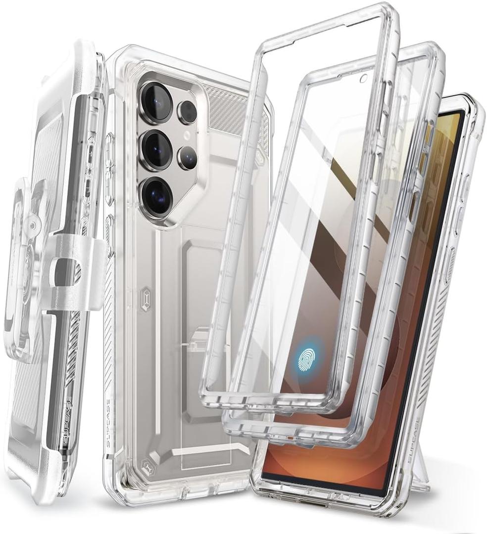 SUPCASE for Samsung Galaxy S25 Ultra Case with Stand (Unicorn Beetle Pro), [2 Front Frames] [Built-in Screen Protector & Belt-Clip] Military-Grade Protection Phone Case for S25 Ultra 6.9 Inch, Clear