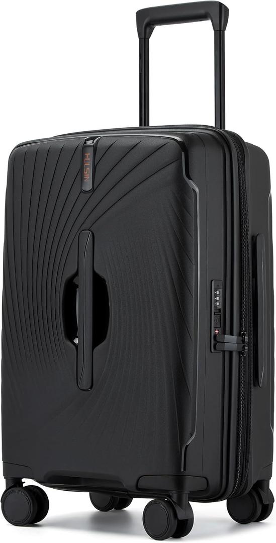 20 Inch Expandable Carry on Luggage, Hardside Lightweight Spinner Suitcase TSA Lock, 22x14x9 Airline Approved Hard Shell Expandable Travel Luggage with 20% More Capacity (Black, 20 Inch)