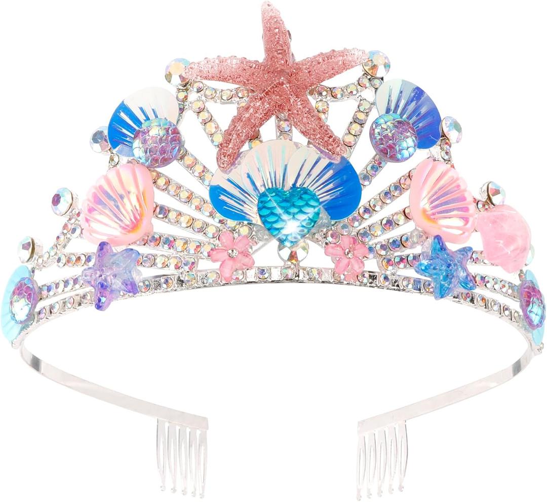 Canitor Mermaid Crown Tiara for Girls Mermaid Headband for Women Mermaid Tail Party Favors Birthday Gifts Decorations Halloween Costumes Outfit Hair Accessories