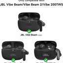 SURITCH Case Cover for JBL Vibe Beam/JBL Vibe Beam 2/ JBL Vibe 200TWS Earbuds, Shockproof Magnetic Protective Headphone Cover, Rugged Bumper Case with Carabiner & Cleaning Kit & Removal Tool, Black