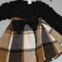 Qaoerde Baby Girl Dress Puff Sleeve Plaid Dress Ribbed Newborn Dress Clothes Fall Winter Outfits with Bowknot Headband (12-18 Months)