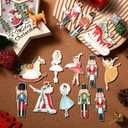 Harloon 48 Pcs Christmas Wooden Nutcracker Ornaments Christmas Tree Ornaments Decorations Xmas Tree Vintage Hanging Signs for Xmas Farmhouse Home Winter Holiday Party Supplies(Walnut)