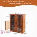 Brown Vintage Solid Pine Wood Countertop Medicine Cabinet, 14.5"x5.2"x18"