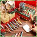 Yeaqee 48 Pcs Christmas Pens Christmas Retractable Ballpoint Pens Santa Claus Snowman Printing Pen 1.0 mm Black Gel Ink Pen for Xmas Winter Holiday Party Supplies