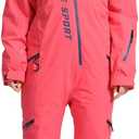 Women One Pieces Ski Suits Waterproof Warm Insulated Ski Jumpsuit Removable Hood Snowsuit for Snow Sport (X-Large, Pink)
