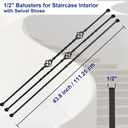 Sidasu 9 Pack Iron Balusters,Hollow Double Basket Iron Spindles Hollow Single Basket Staircase Balusters Single Twist 1/2" Square Stair Balusters with 18 Swivel Shoes