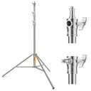 K&F CONCEPT 9.2ft/2.8m Stainless Steel Light Stand, Spring Cushioned Heavy Duty Photography Tripod Stand with 1/4 to 3/8 Universal Screw Adapter for Strobe,LED Video Light,Ring Light, Softbox