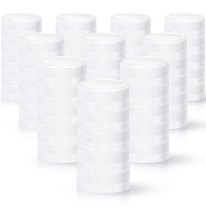 Rozer 50 Pcs White Plastic Bottle Caps 38 mm for Empty Juice Bottles, Tamper Seal Lids Container Lids Bottle Caps for Crafts DIY, 4, 8, 12, 16, and 32 oz Container