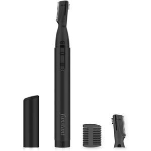 Upgraded Eyebrow Trimmer for Men, Precision Detailer Battery-Operated Eyebrow Razor and Shaper, Electric Facial Hair Trimmer with Comb, Dual-Blade Grooming Tool, No Pulling Sensation (Space Dark Black)
