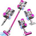 Kids Vacuum That Really Works, Toddler Vacuum Toy That Works, Toy Baby Working Play Child Size Real Mini Vacuum Cleaner with Real Suction Cleaning Set for Kids Toddlers 3-5(Pink) (Red)