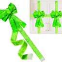 Christmas Cabinet Bows, Green Furry Ribbons, Holiday Door Decorations, Xmas Party Supplies (4, Green Fur)