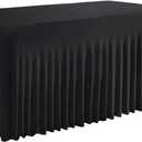 Tohetsuzp Black Spandex Tablecloth, Elastic Fitted Table Skirt for 6ft Rectangle Tables (72x30 Inch), Wrinkle-Free Washable Table Cover for Wedding, Banquet, Party, Events