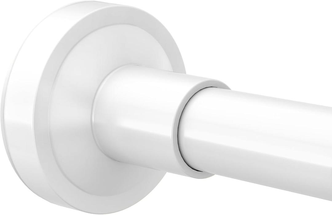 Bonpally Shower Curtain Rod, Adjustable 32-75 Inches Spring Tension Rod, Non-Slip No Drilling Stainless Steel Shower Rods for Bathroom Window Room Divider, Never Rust, White