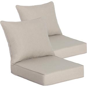 Goodgoods 24 x 24 Outdoor Patio Deep Seat Cushions 2-Pack, 1000+ Hours Fade-Resistant & Water-Resistant Outdoor Furniture Chair Cushions with 30D High-Resilience Foam for Sofa Chair, Putty