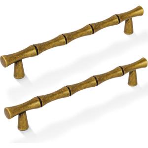 Antique Brass Cabinet Pulls 5 Inch(128mm) Hole Center,Vintage Retro Zinc Alloy Solid Dresser Cabinet Handles Luxury Drawer Pull Hardware for Bedroom, Kitchen 6 Pack ZJ01