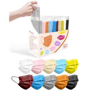 Adult Face Masks Disposable 100 Pack 10 Colors, 4 Ply ASTM Level 3 | Breathable for Daily & Outdoor Protection, Individually Wrapped for Home, School & Office, Haute Noir