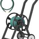 Artigarden Garden Hose Reel Cart with Wheels, Holds 165 ft of 5/8 Hose Outdoor Heavy Duty Powder-coated Steel Water Storage Holder Rack with 3.9 Ft Leader Hose for Outside Lawn Yard, Black