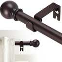 GXOACKJ Curtain Rods for windows 32-48 inch, 5/8 inch Decorative Brown Splicing Heavy Duty Metal Curtain Rod set with Brackets