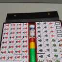 Mose Cafolo Chinese Mahjong Game Set 1.5" X-Large 144 Numbered White Blue Melamine Tiles with Carrying Travel Case,Complete Majong Majiang, Mah Jonng Game Set