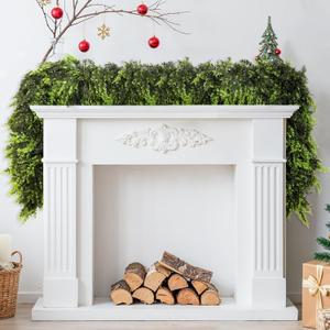 4 Pcs Artificial Cedar Garlands, 6 FT Real Touch Winter Cedar Garland, Green Artificial Greenery Pine Garland for Table, Mantle, Wall, Indoor, Outdoor Christmas Decorations