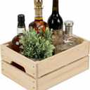 WOPITUES Wooden Crate,Wood Crates for Storage,Stackable Pantry Bins and Pantry Organizers with Handles,Pantry Baskets,Wooden Box for Pantry,Kitchen,Garden,Garage,Display, Nature Wood