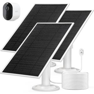 6V 4.5W Solar Panel Charge for Arlo Pro 4 / Pro 3 / Arlo Pro 5S 2K / Arlo Ultra/Ultra 2 / Arlo Go 2, IP 65 Waterproof for Continuous Power Supply in The Outdoor - Magnetic Connection Port-3Pack