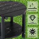 LZRS Round Adirondack Side Table Double End Table, Outdoor Side Tables for Patio, Backyard, Pool, Indoor Companion, Easy Maintenance & Weather Resistant(Black)