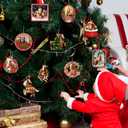 Syhood 36 Pcs Christmas Horse Ornaments Funny Farm Animal Wooden Hanging Tree Decoration Farmhouse Holiday Decor Xmas Ornament Gift for Horse Lovers