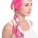 Fxhixiy Pre-Tied Bandana Turban Hat Chemo Cancer Headscarf Headwraps Headwear for Women Hair Cover Hat (Pink)