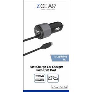 ZGear Car Charger With USB Port 17 Watt
