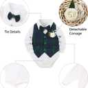 YUEMION Baby Boy Clothes Suit Infant Gentleman Wedding Outfit Formal Dress Shirt+Vest+Tie+Corsage+Pants 5Pcs Tuxedo Set 0-18M (0-3 Months, White and Green)